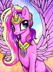 Size: 704x960 | Tagged: safe, artist:kittenstealth, princess cadance, g4, female, sitting, solo, spread wings