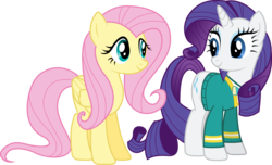 Size: 9298x5668 | Tagged: safe, artist:djdavid98, artist:hawk9mm, fluttershy, rarity, pony, filli vanilli, g4, .ai available, .svg available, absurd resolution, group, ponytones outfit, simple background, transparent background, vector