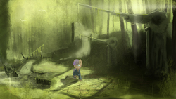 Size: 8000x4500 | Tagged: safe, artist:fuzzyfox11, oc, oc only, absurd resolution, clothes, ruins, scenery, solo