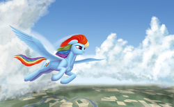 Size: 6500x4000 | Tagged: safe, artist:lunebat, rainbow dash, g4, absurd resolution, beautiful, female, flying, solo, spread wings