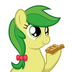 Size: 555x554 | Tagged: safe, artist:littlehybridshila, apple fritter, earth pony, pony, g4, apple family member, apple fritter (food), eating, female, food, mare, simple background, solo, transparent background
