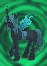 Size: 1440x2016 | Tagged: safe, artist:chitanzer, queen chrysalis, changeling, changeling queen, g4, crown, female, jewelry, regalia, solo