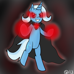 Size: 1024x1024 | Tagged: safe, artist:sparkle-mod, trixie, pony, g4, alicorn amulet, bipedal, female, grin, magic, solo