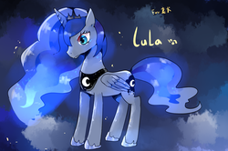 Size: 900x599 | Tagged: safe, artist:shaochi, princess luna, g4, female, misspelling, pixiv, solo