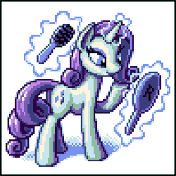 Size: 384x384 | Tagged: safe, artist:dahtamnay, rarity, g4, female, gif, magic, non-animated gif, pixel art, solo, telekinesis