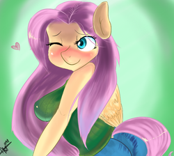Size: 764x686 | Tagged: safe, artist:mrscurlystyles, fluttershy, anthro, g4, breasts, busty fluttershy, female, solo