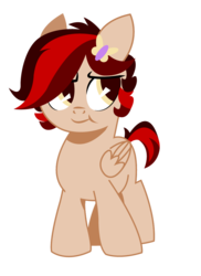 Size: 766x1051 | Tagged: safe, artist:dbkit, oc, oc only, oc:cherry bomber, pegasus, pony, filly, hairclip, offspring, parent:dumbbell, parent:rainbow dash, parents:dumbdash, simple background, solo, transparent background
