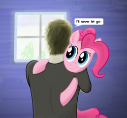 Size: 2800x2600 | Tagged: safe, anonymous artist, pinkie pie, earth pony, human, pony, g4, duo, high res, hug, hugging a pony, human on pony snuggling, snuggling