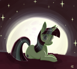 Size: 1280x1153 | Tagged: safe, artist:comikazia, twilight sparkle, g4, female, limited palette, moon, solo, stars