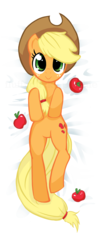 Size: 472x1181 | Tagged: safe, artist:fluffyducky-plushie, applejack, earth pony, pony, g4, apple, body pillow, body pillow design, cute, female, jackabetes, mare, obligatory apple, on back, solo