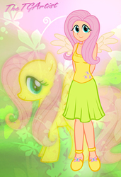 Size: 1323x1936 | Tagged: safe, artist:thetgartist, fluttershy, human, g4, clothes, female, humanized, skirt, solo, tank top