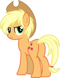 Size: 1024x1315 | Tagged: safe, artist:petalierre, applejack, earth pony, pony, g4, alternate hairstyle, female, haircut, mare, pixie cut, simple background, solo, transparent background, vector