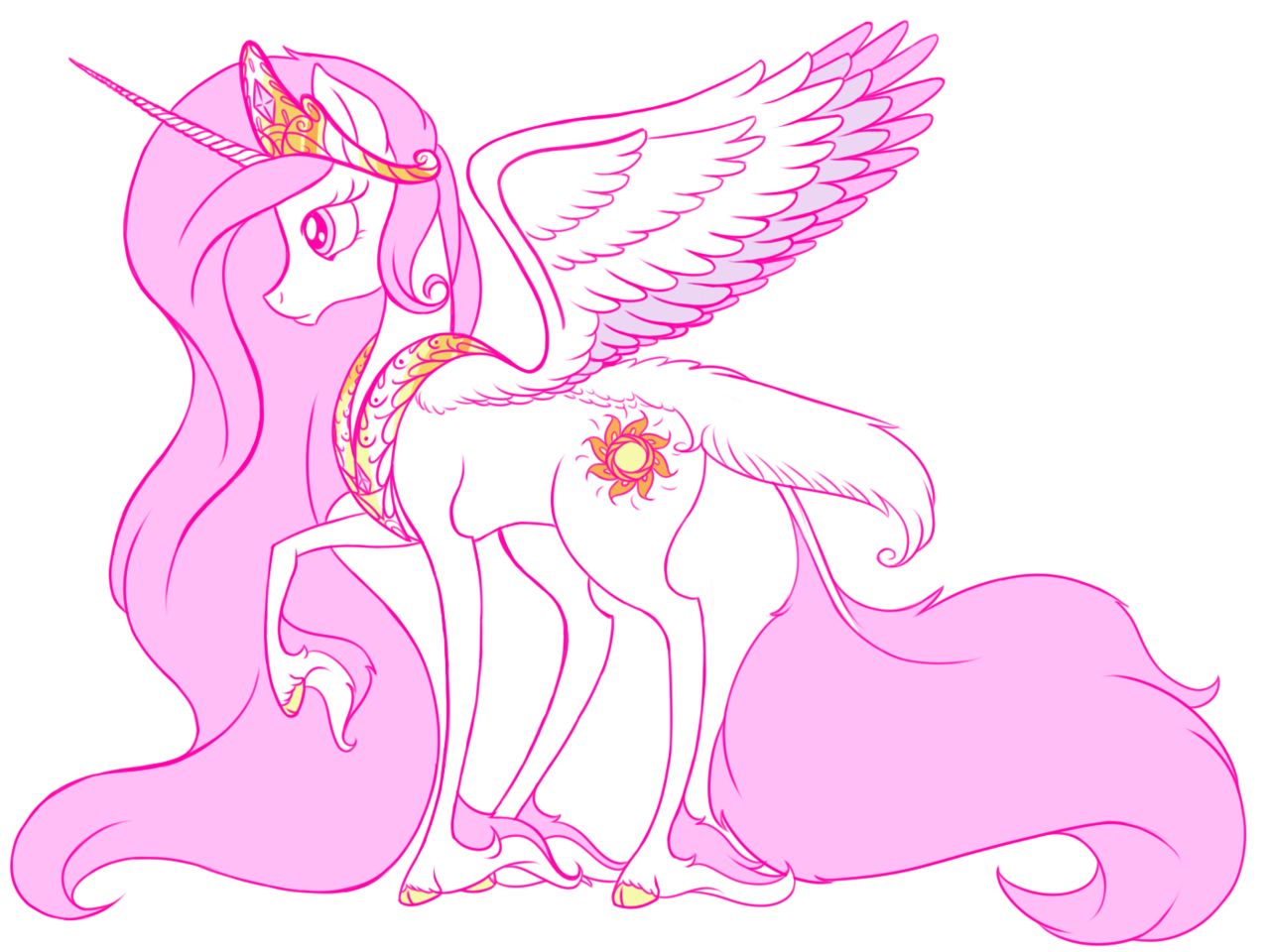 Пони с розовой гривой. Единорог Селестия. Принцесса Селестия розовая. Единорог Селестия рисунок. Принцесса и Единорог.