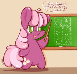 Size: 1024x983 | Tagged: dead source, safe, artist:dsp2003, cheerilee, earth pony, pony, g4, chalkboard, chibi, female, school, solo, style emulation