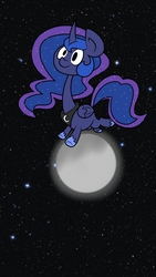 Size: 720x1280 | Tagged: safe, artist:christomwow, princess luna, g4, curved horn, female, horn, long neck, moon, princess luneck, solo, space