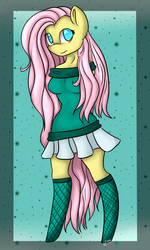 Size: 1500x2500 | Tagged: safe, artist:shinimini951, fluttershy, anthro, g4, clothes, female, skirt, solo, sweatershy