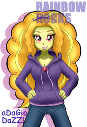 Size: 600x875 | Tagged: safe, artist:orca, adagio dazzle, equestria girls, g4, my little pony equestria girls: rainbow rocks, :p, clothes, female, gem, hoodie, pixiv, siren gem, solo, tongue out