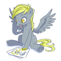 Size: 800x797 | Tagged: artist needed, source needed, safe, derpy hooves, pegasus, pony, g4, female, hoof painting, mare, solo