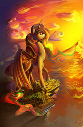 Size: 723x1105 | Tagged: safe, artist:alumx, princess celestia, alicorn, pony, g4, female, mare, profile, solo