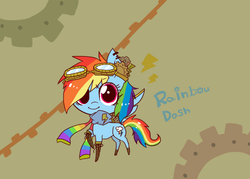 Size: 700x500 | Tagged: safe, artist:dokuusagi0193, rainbow dash, g4, chibi, female, pixiv, solo, steampunk