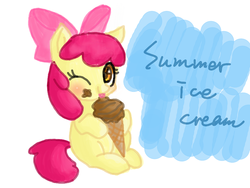 Size: 800x600 | Tagged: safe, artist:oo玥玥x是隻貓oo, apple bloom, g4, adorabloom, cute, female, filly, ice cream, pixiv, solo