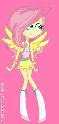 Size: 306x640 | Tagged: safe, artist:tinacrazy29, fluttershy, human, g4, clothes, female, flattershy, humanized, skinny, skirt, solo, thin, winged humanization