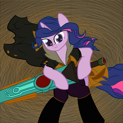 Size: 700x700 | Tagged: safe, artist:ponypie, twilight sparkle, g4, anothertwilightsparkle, clothes, cosplay, costume, crossover, female, red (transistor), solo, sword, transistor, tumblr, weapon