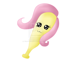 Size: 1024x887 | Tagged: dead source, safe, artist:marshmallowwithchoco, fluttershy, g4, deviantart watermark, flutterbat, obtrusive watermark, pun, watermark