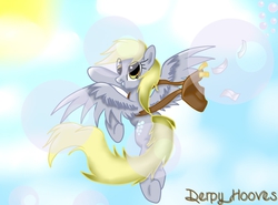 Size: 1024x757 | Tagged: dead source, safe, artist:marshmallowwithchoco, derpy hooves, pegasus, pony, g4, female, mailbag, mare, solo