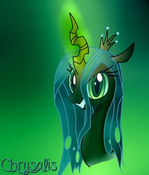 Size: 826x968 | Tagged: dead source, safe, artist:marshmallowwithchoco, queen chrysalis, changeling, changeling queen, g4, female, gradient background, portrait, solo