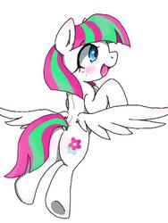 Size: 480x640 | Tagged: safe, artist:azurepicker, blossomforth, pegasus, pony, adoraforth, cute, female, simple background, solo, spread wings, white background, wings