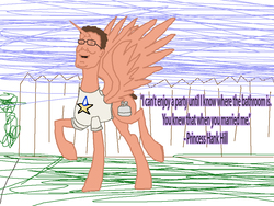 Size: 1000x750 | Tagged: artist needed, safe, alicorn, pony, /mlp/, hank hill, king of the hill, ponified, propane, quote, solo, wat, what has science done, why