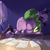 Size: 1024x1024 | Tagged: safe, artist:imsokyo, spike, twilight sparkle, daily sleeping spike, g4, facedesk, letter, oblivious, paper, quill, sleeping, taxes, tumblr, window