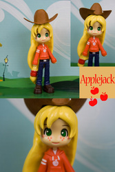 Size: 2848x4272 | Tagged: safe, artist:bluepaws21, applejack, human, g4, customized toy, humanized, pinky street, sculpture