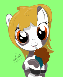 Size: 810x986 | Tagged: safe, artist:rubi, oc, oc only, oc:bella cau, cow, cow pony, original species, pony, chocolate, cloven hooves, cute, looking at you, milkshake, milkshake ponies