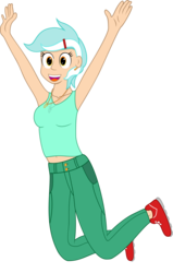 Size: 6000x9429 | Tagged: safe, artist:emper24, lyra heartstrings, human, g4, absurd resolution, female, humanized, irrational exuberance, jumping, simple background, solo, transparent background