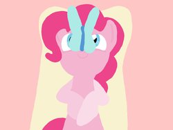 Size: 1024x768 | Tagged: safe, artist:poisonedpirate, pinkie pie, butterfly, earth pony, pony, g4, female, hooves, lineless, mare, smiling, solo