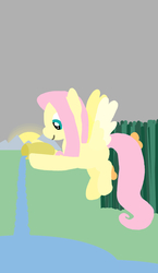 Size: 825x1425 | Tagged: safe, artist:poisonedpirate, fluttershy, pegasus, pony, g4, female, flying, hooves, lineless, mare, missing cutie mark, smiling, solo, spread wings, tarot card, wings