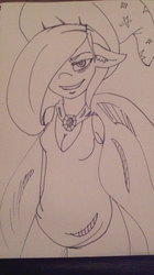 Size: 448x800 | Tagged: safe, artist:rainbowsprinklesart, trixie, anthro, g4, female, smiling, solo, traditional art