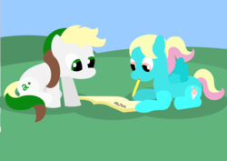 Size: 1024x724 | Tagged: safe, artist:poisonedpirate, oc, oc only, oc:treasurequest, earth pony, pegasus, pony, cutie mark, female, hooves, journal, lineless, lying down, male, mare, prone, sitting, spread wings, stallion, wings