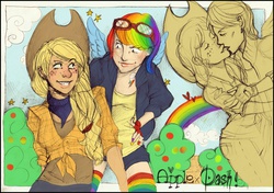 Size: 3473x2442 | Tagged: safe, artist:killa7, applejack, rainbow dash, human, g4, female, high res, humanized, lesbian, ship:appledash, shipping