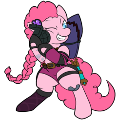 Size: 1188x1250 | Tagged: safe, artist:shenhibiki, pinkie pie, g4, cosplay, female, jinx (league of legends), league of legends, simple background, solo, transparent background