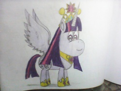 Size: 640x480 | Tagged: safe, artist:ponylockseedtum, twilight sparkle, alicorn, pony, g4, drawing, element of magic, female, queen of princess, queen princess twilight, solo, super form, traditional art, twilight sparkle (alicorn)