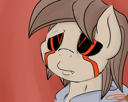 Size: 1280x1024 | Tagged: safe, artist:digitaldomain123, oc, oc only, oc:digital, demon pony, clothes, digital art, sad