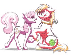 Size: 1018x785 | Tagged: safe, artist:mykegreywolf, big macintosh, cheerilee, earth pony, pony, g4, blushing, male, ship:cheerimac, shipping, stallion, straight