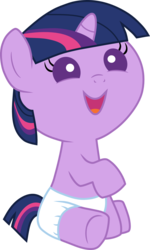 Size: 1175x1959 | Tagged: safe, artist:mighty355, twilight sparkle, pony, g4, baby, baby pony, babylight sparkle, cute, diaper, diaperlight sparkle, female, filly, foal, happy, simple background, solo, transparent background, vector