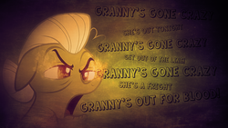 Size: 1920x1080 | Tagged: safe, artist:reginault, artist:tzolkine, granny smith, earth pony, pony, g4, bust, female, glowing eyes, lordi, lyrics, portrait, solo, song reference, vector, wallpaper