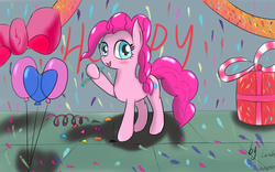 Size: 1440x900 | Tagged: safe, artist:loah moon, pinkie pie, g4, balloon, female, pixiv, solo