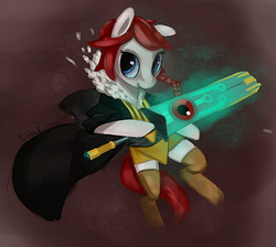 Size: 1185x1064 | Tagged: safe, artist:x-raydistorted, pony, braid, clothes, ponified, red (transistor), solo, transistor