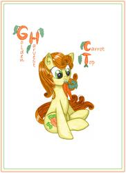 Size: 1275x1753 | Tagged: safe, artist:eclairrose, carrot top, golden harvest, g4, carrot, cute, cutie top, traditional art